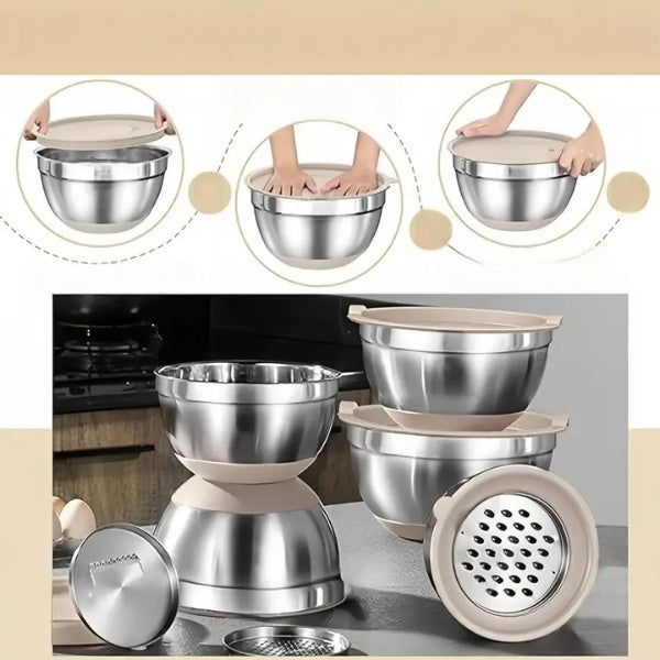 Deksela GripBowls multifunctionele RVS schalenset