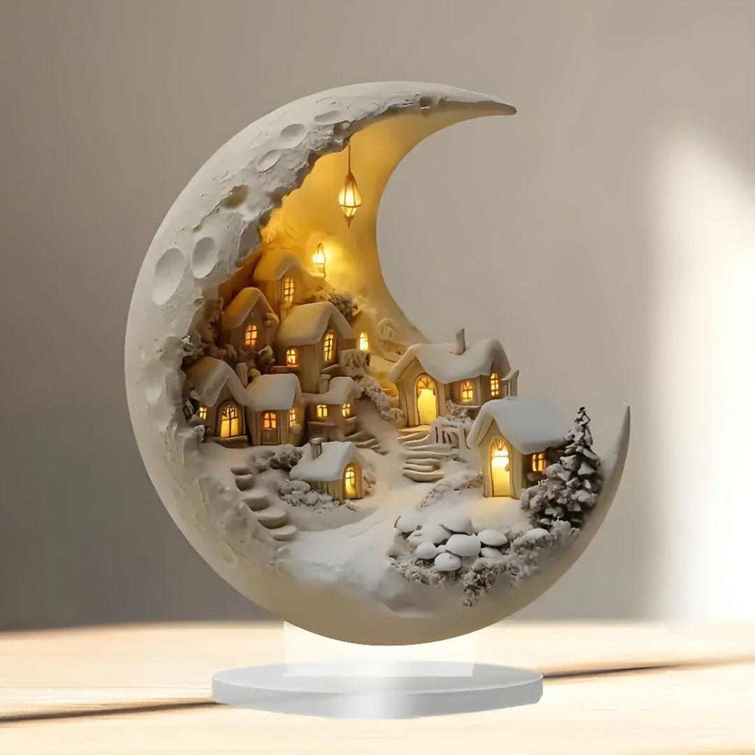 MoonVale Acrylic Light Decor - Maanlicht Dorp Ornament