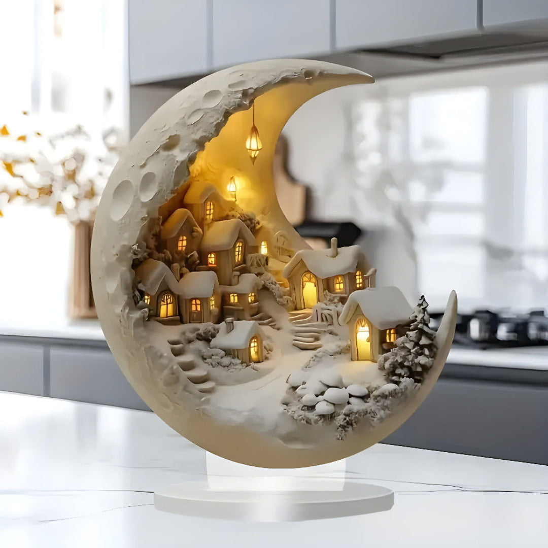 MoonVale Acrylic Light Decor - Maanlicht Dorp Ornament