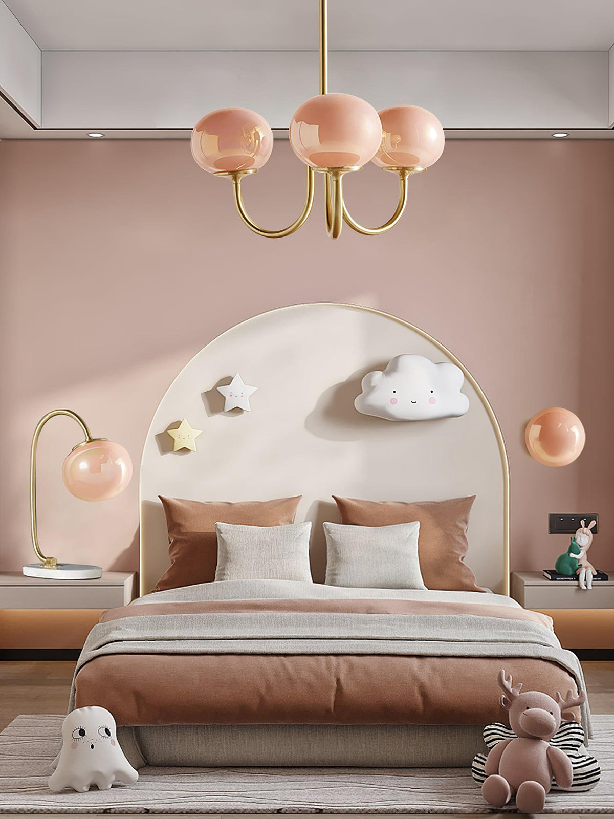 Marshmallow Kroonluchter Goud Roze Glas Plafondlamp