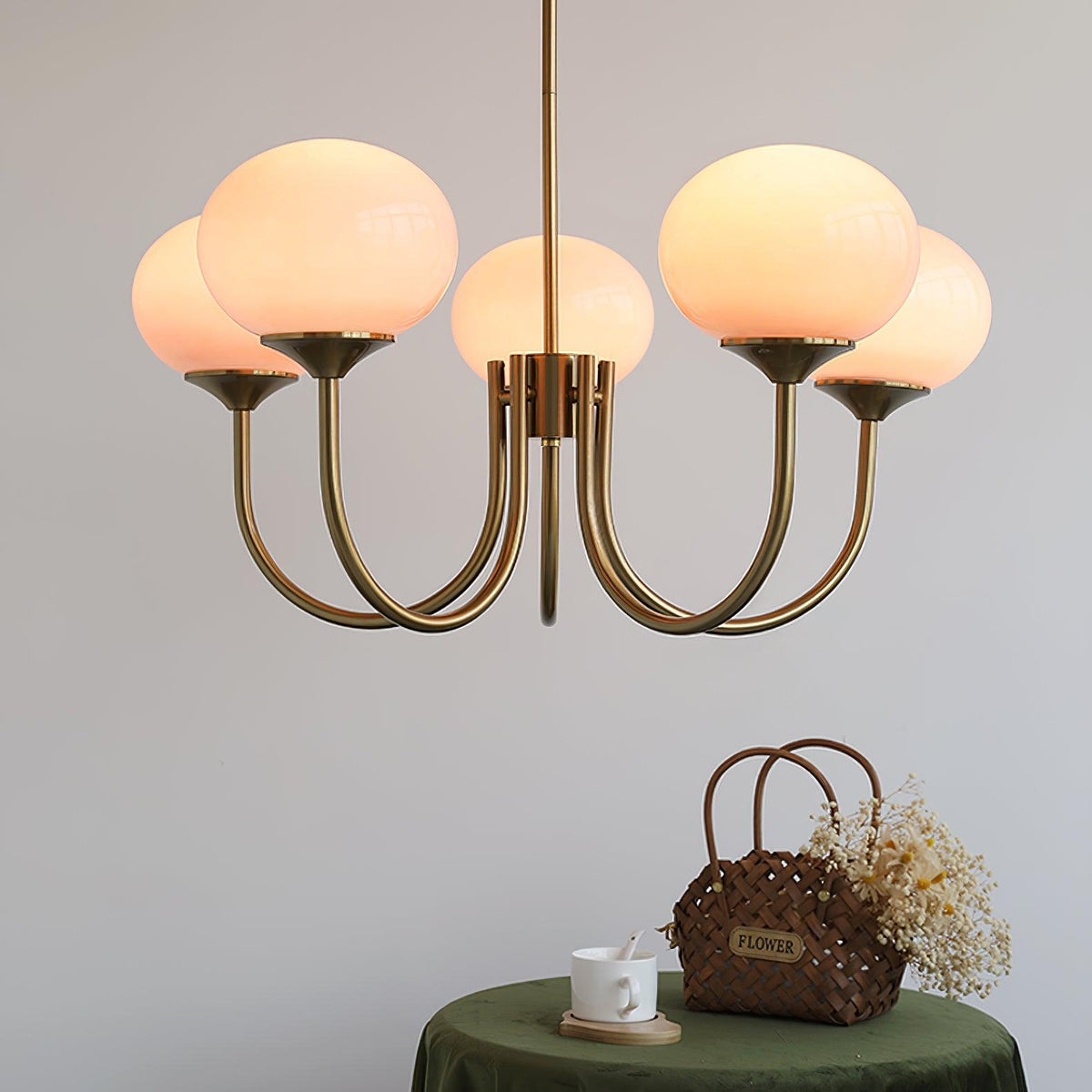 Marshmallow Kroonluchter Goud Roze Glas Plafondlamp