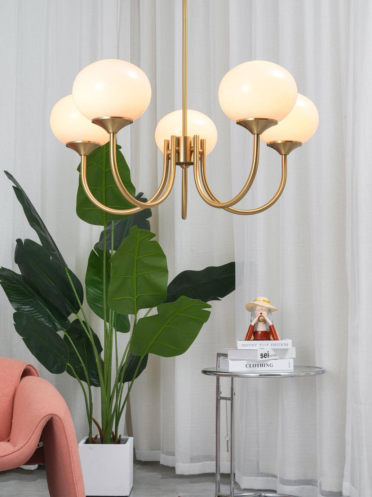 Marshmallow Kroonluchter Goud Roze Glas Plafondlamp