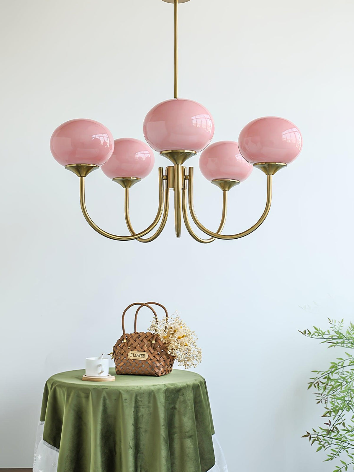 Marshmallow Kroonluchter Goud Roze Glas Plafondlamp