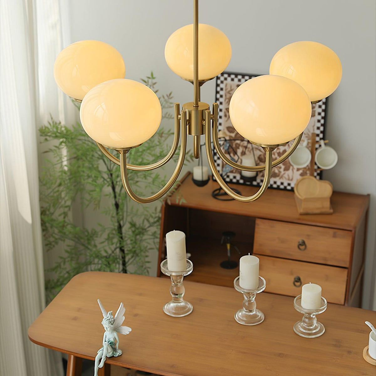 Marshmallow Kroonluchter Goud Roze Glas Plafondlamp