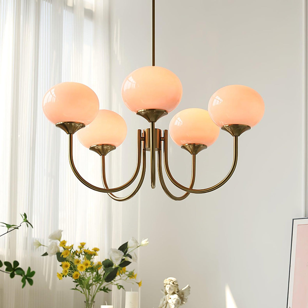 Marshmallow Kroonluchter Goud Roze Glas Plafondlamp