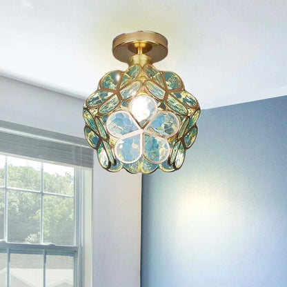 FloraGlow Glazen Plafondlamp Hal Bloemen Design