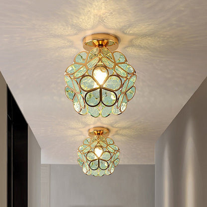 FloraGlow Glazen Plafondlamp Hal Bloemen Design