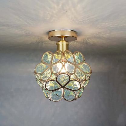 FloraGlow Glazen Plafondlamp Hal Bloemen Design