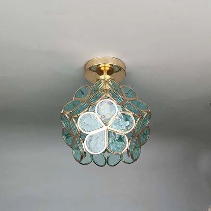 FloraGlow Glazen Plafondlamp Hal Bloemen Design