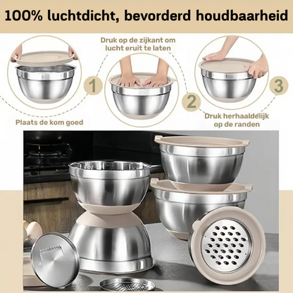 Deksela™ GripBowls multifunctionele RVS schalenset - Design & Dine