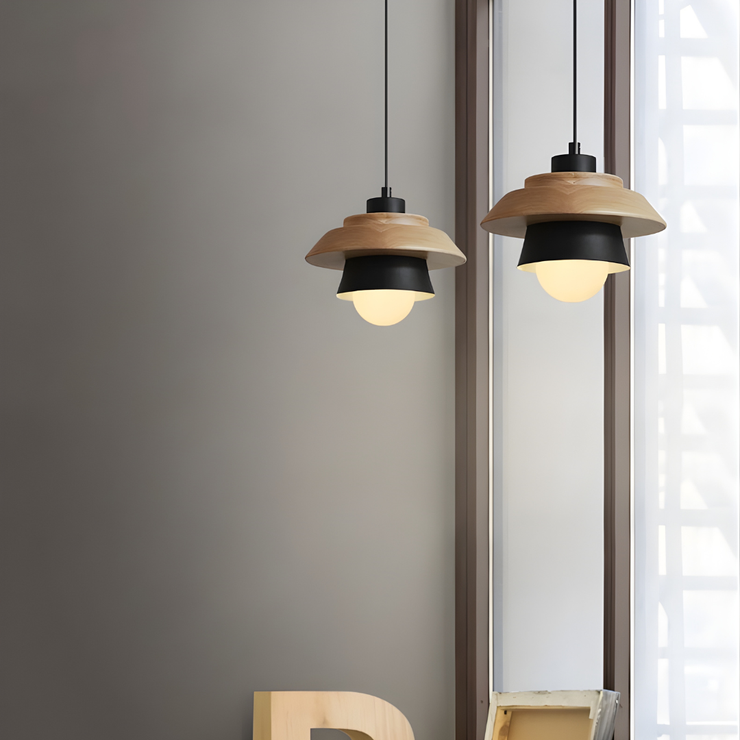 SkandiAura Hanglamp – Houten Accenten