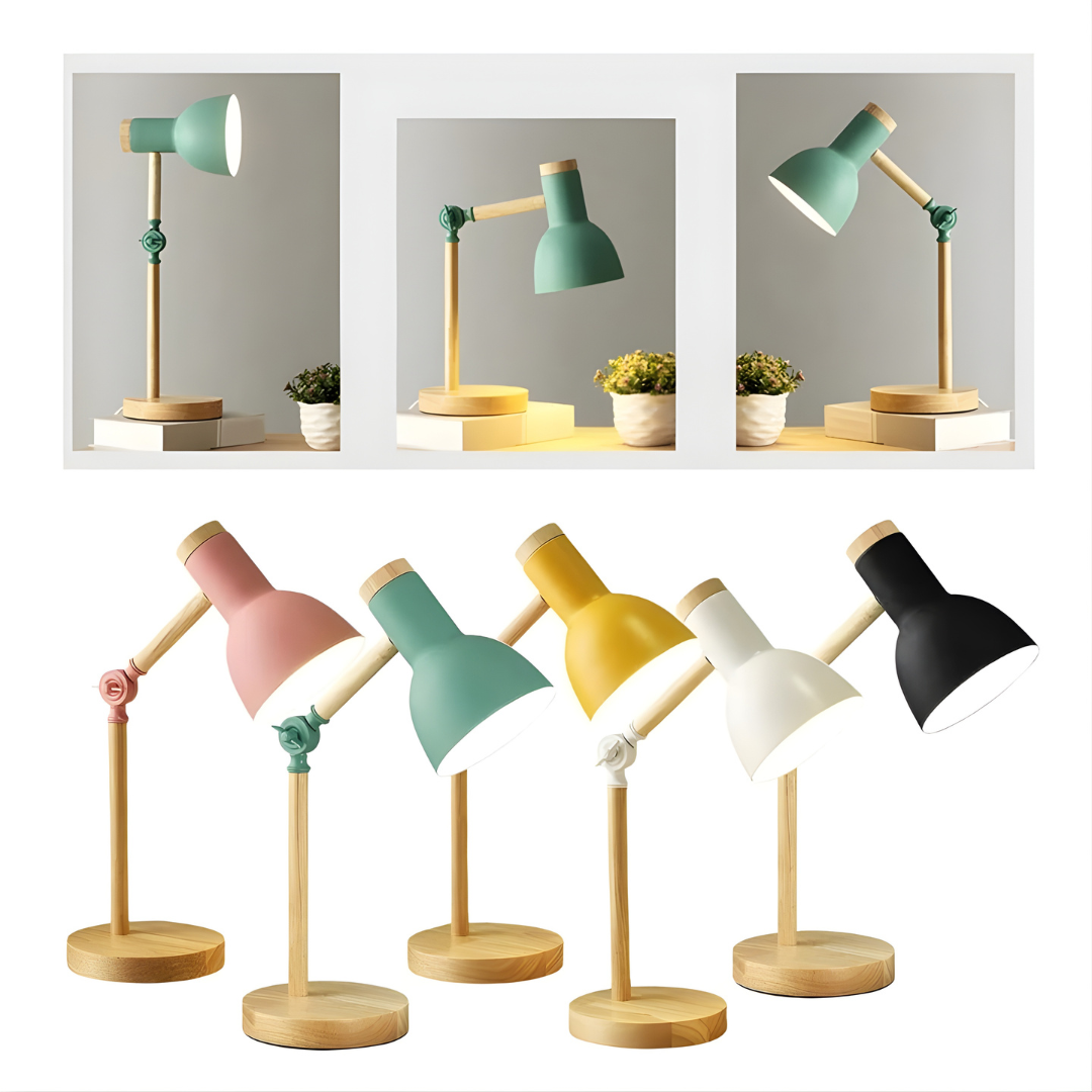 NordGlow Houten Bureaulamp - Verstelbaar