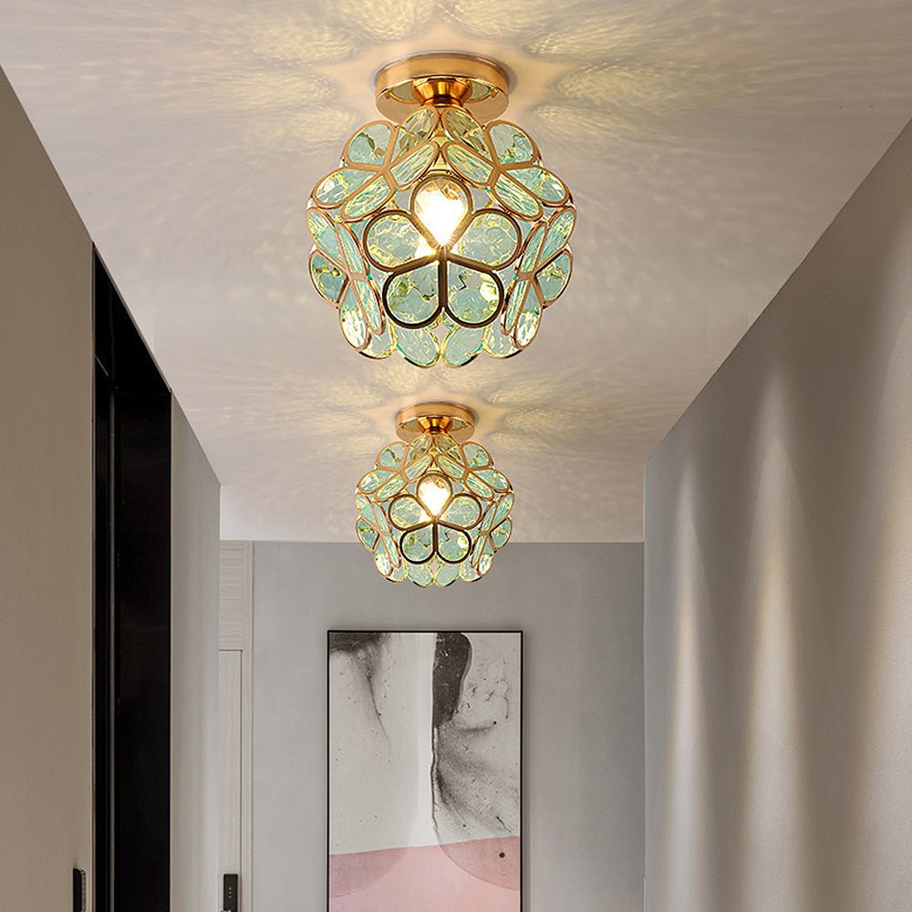 FloraGlow Glazen Plafondlamp Hal Bloemen Design