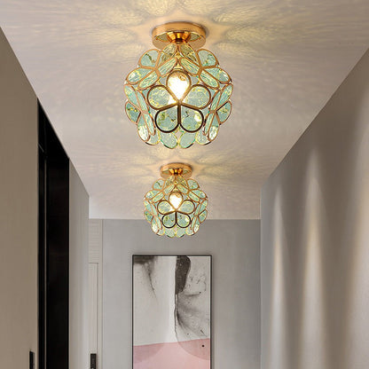 FloraGlow Glazen Plafondlamp Hal Bloemen Design