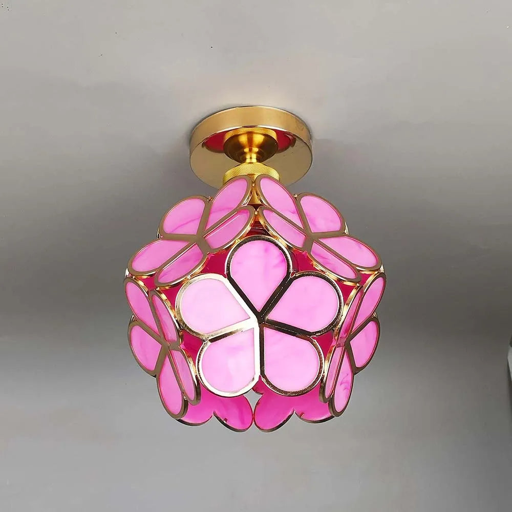 FloraGlow Glazen Plafondlamp Hal Bloemen Design