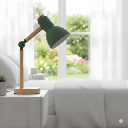 NordGlow Houten Bureaulamp - Verstelbaar