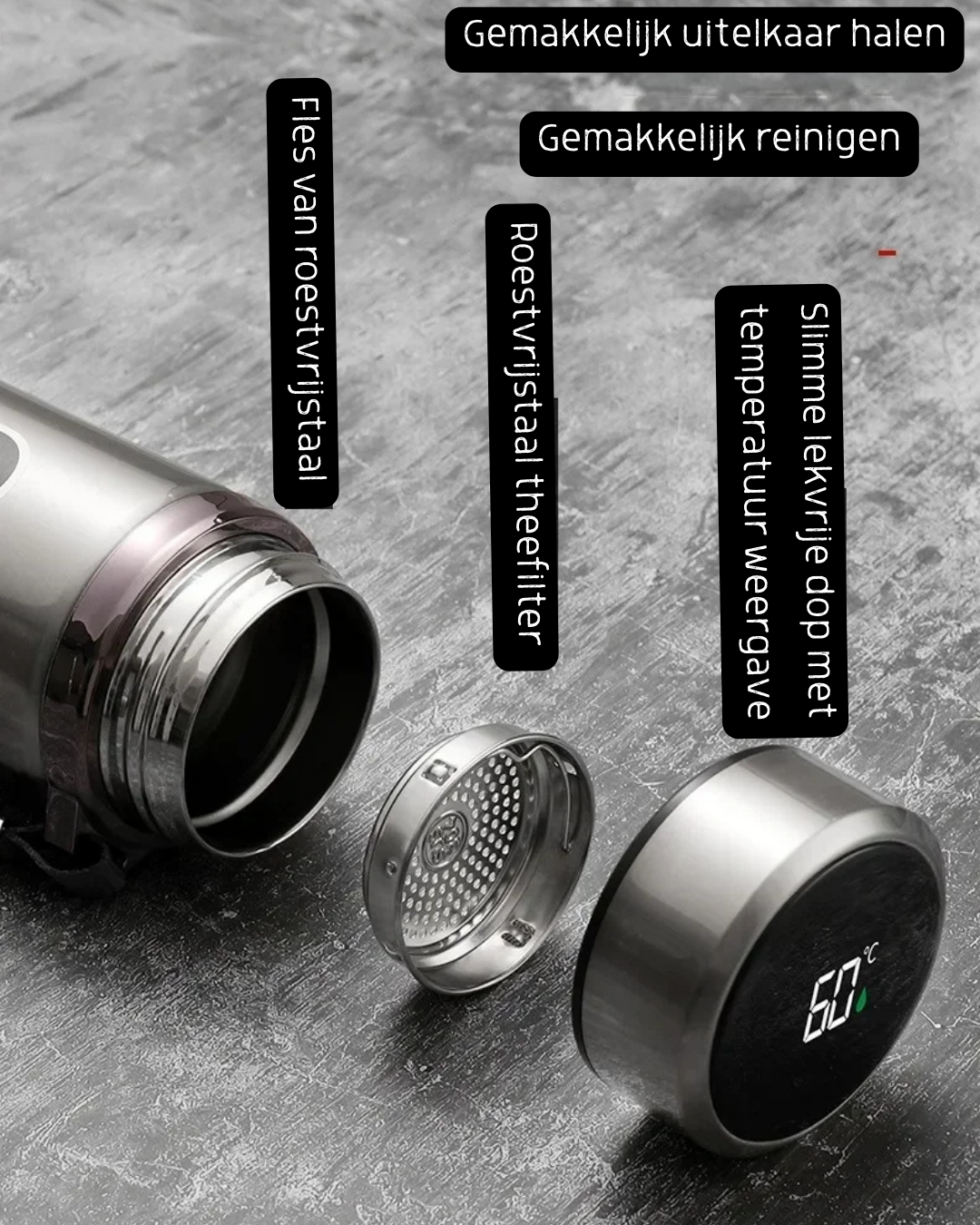 TEMP'on Thermosfles incl. geïntegreerd theezeef - Design & Dine