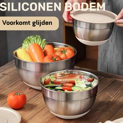 Deksela™ GripBowls multifunctionele RVS schalenset - Design & Dine