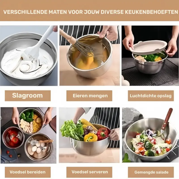 Deksela™ GripBowls multifunctionele RVS schalenset - Design & Dine