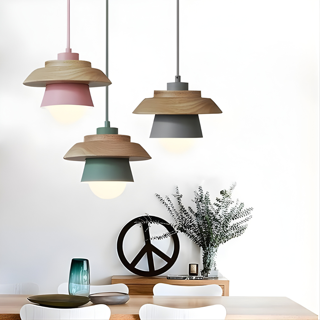 SkandiAura Hanglamp – Houten Accenten
