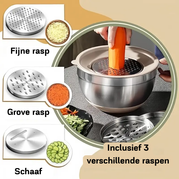 Deksela™ GripBowls multifunctionele RVS schalenset - Design & Dine
