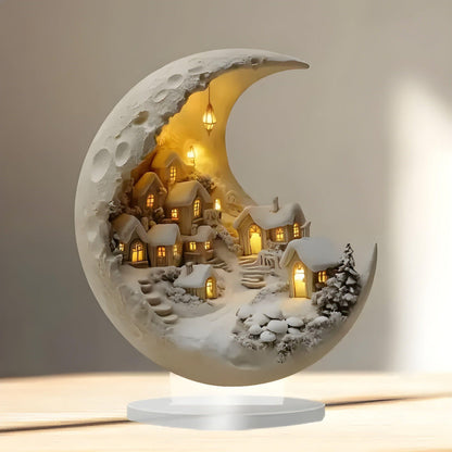 MoonVale Acrylic Light Decor - Maanlicht Dorp Ornament