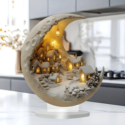 MoonVale Acrylic Light Decor - Maanlicht Dorp Ornament
