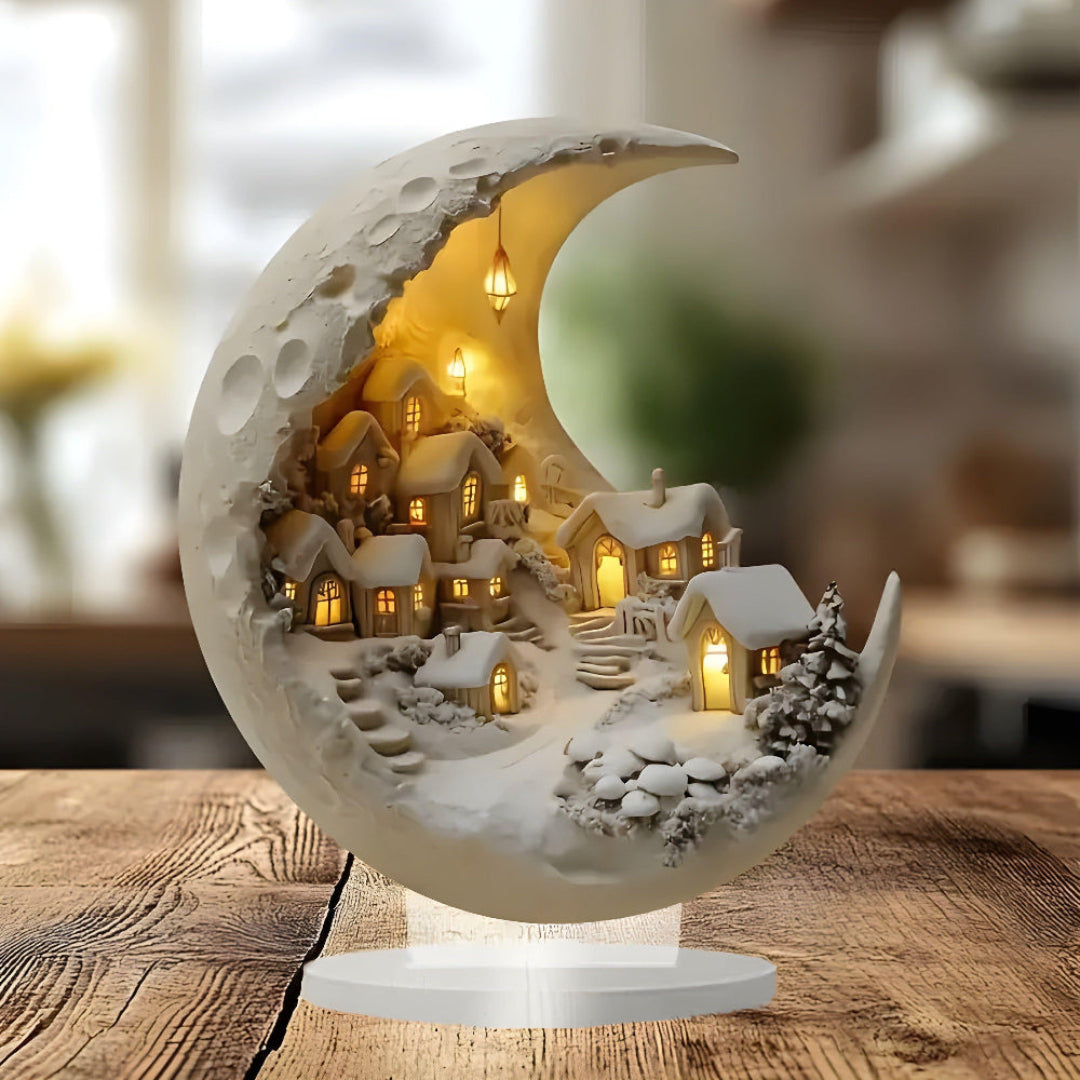 MoonVale Acrylic Light Decor - Maanlicht Dorp Ornament