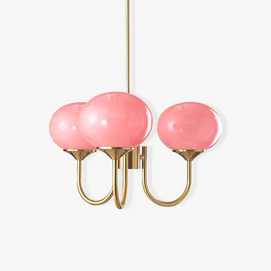 Marshmallow Kroonluchter Goud Roze Glas Plafondlamp