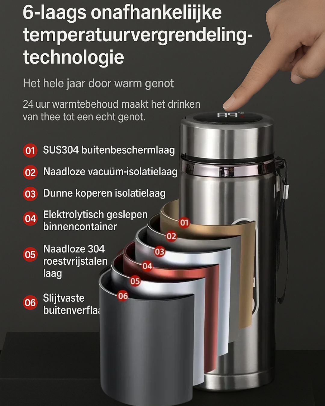 TEMP'on Thermosfles incl. geïntegreerd theezeef - Design & Dine