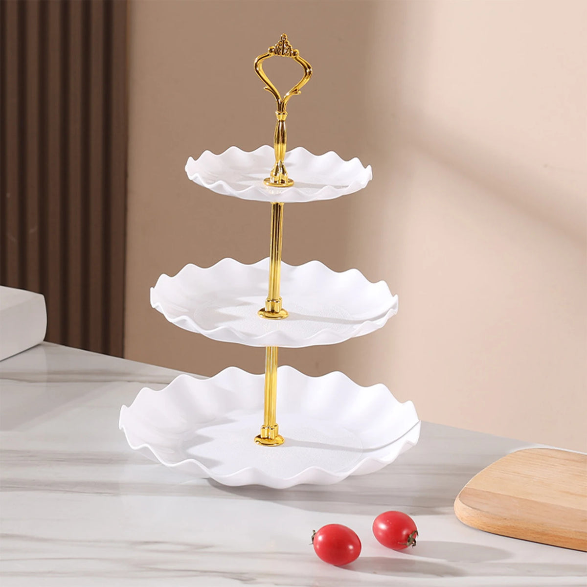 3-Laagse Kerst Dessertstandaard met Golfranden