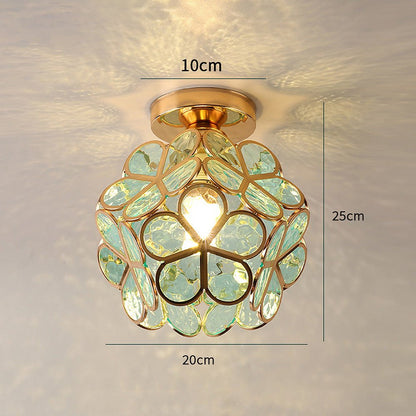 FloraGlow Glazen Plafondlamp Hal Bloemen Design