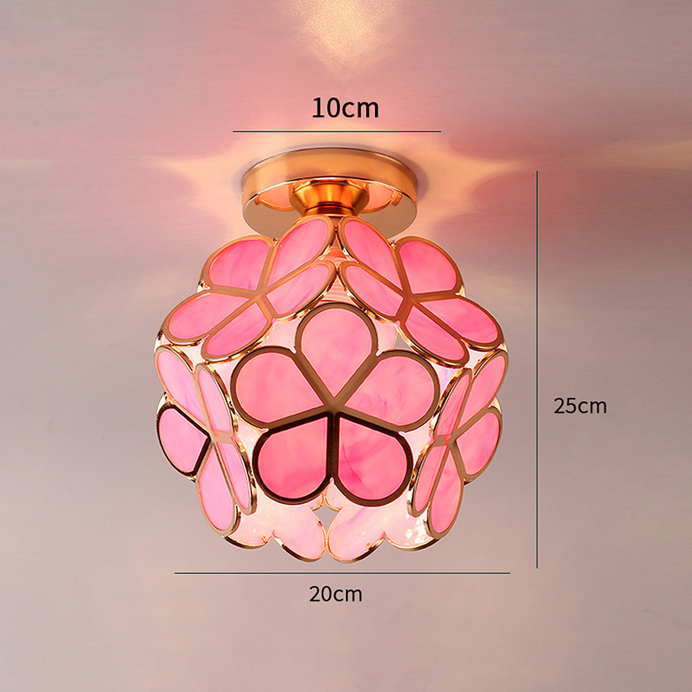 FloraGlow Glazen Plafondlamp Hal Bloemen Design