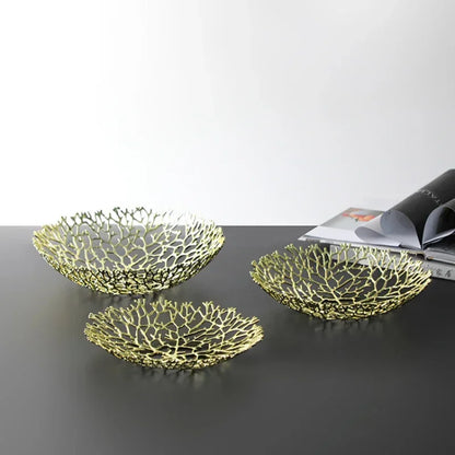 Metalen koraal decoratieve schaal