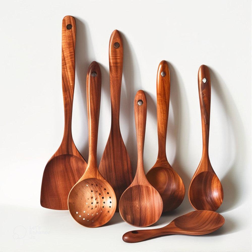 Teak houten bestekset | Duurzaam en stijlvol koken met natuurlijk teak