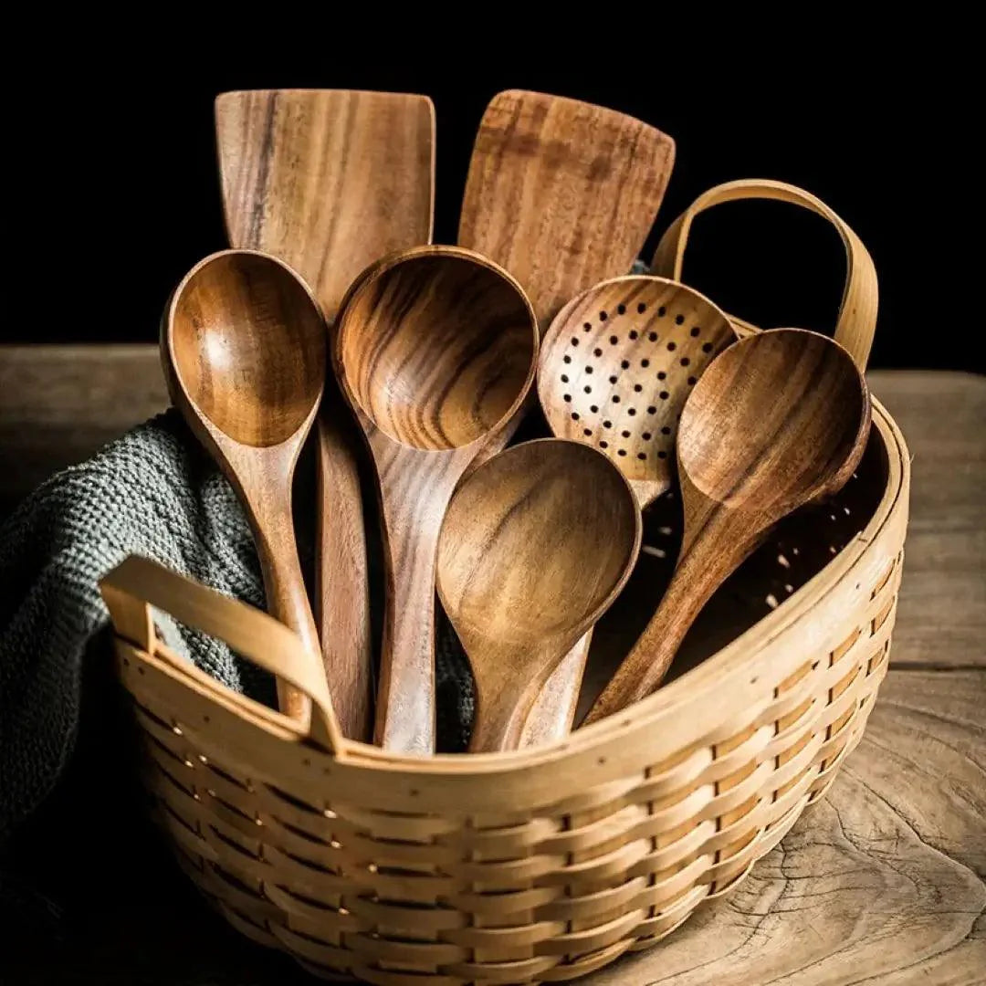 Teak houten bestekset | Duurzaam en stijlvol koken met natuurlijk teak