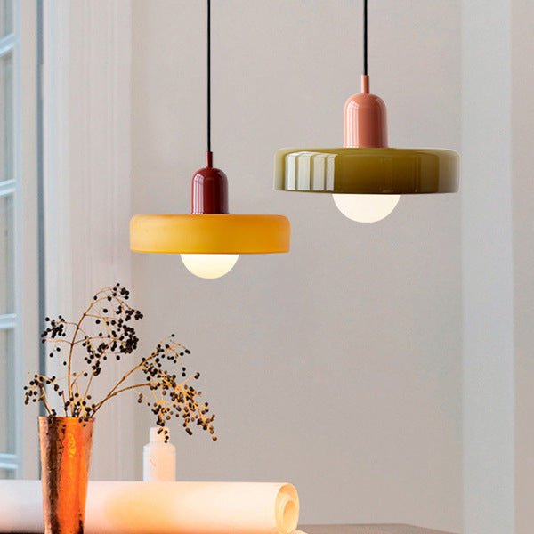 Colora Bauhaus Hanglamp Gekleurd Glas Rond Design