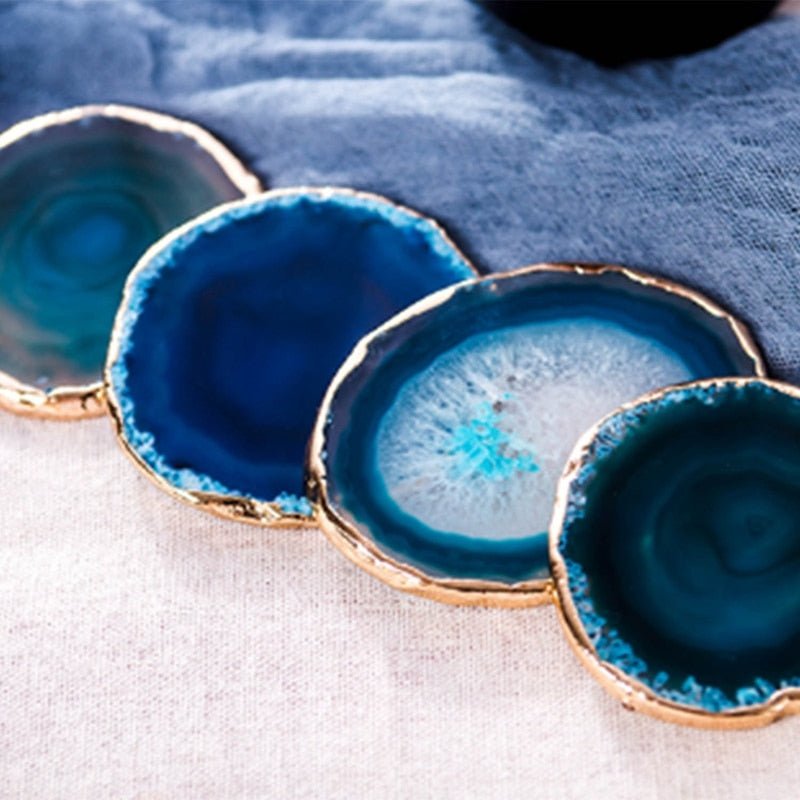 Blauwe agaat onderzetter, set van 2 stuks