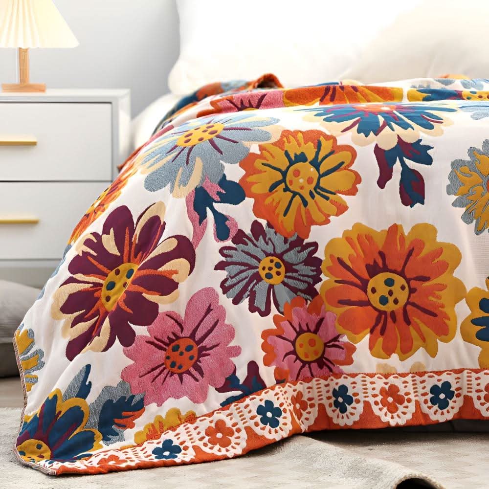 BloomHaven Bloemen Katoenen Deken – Omkeerbaar
