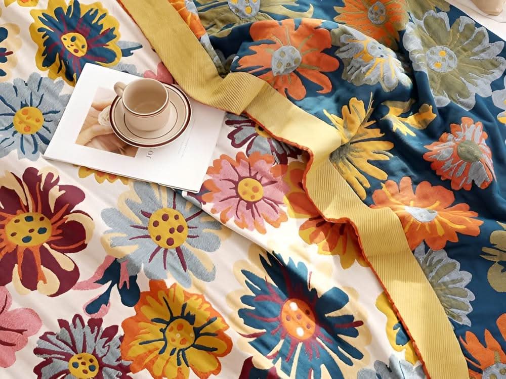 BloomHaven Bloemen Katoenen Deken – Omkeerbaar