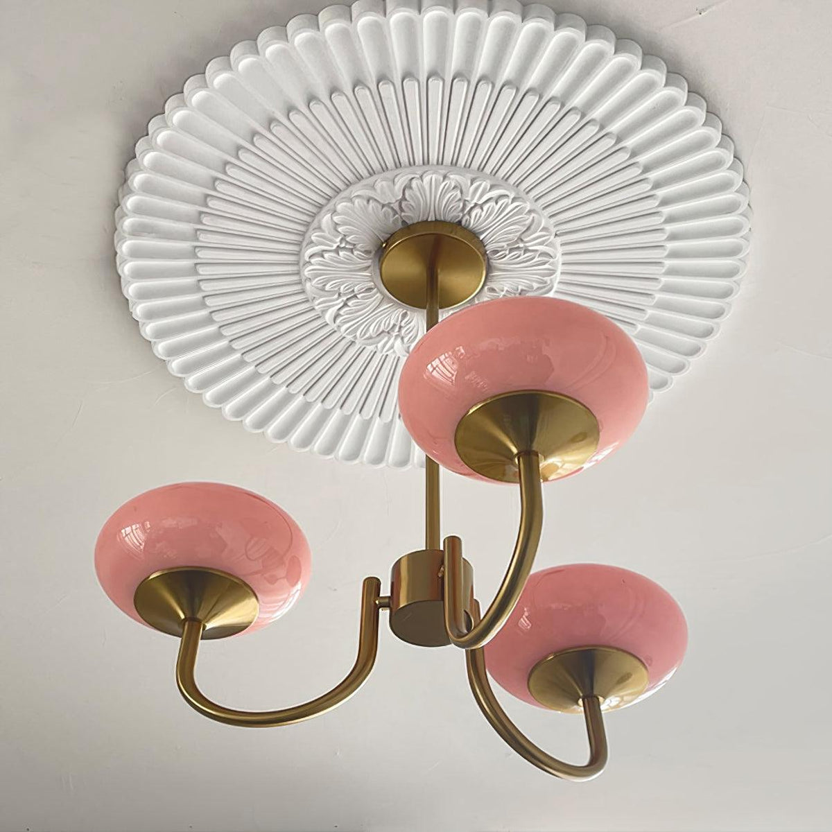 Marshmallow Kroonluchter Goud Roze Glas Plafondlamp