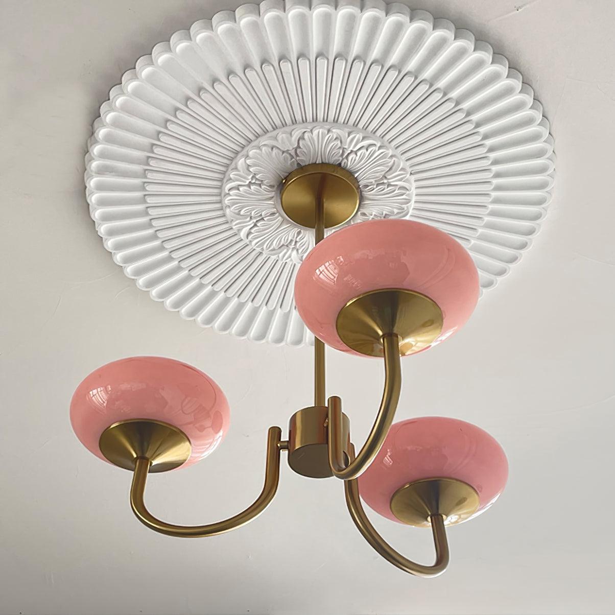 Marshmallow Kroonluchter Goud Roze Glas Plafondlamp