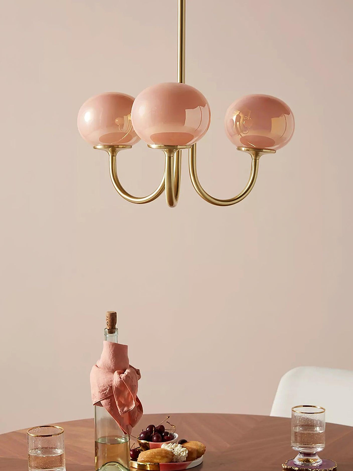 Marshmallow Kroonluchter Goud Roze Glas Plafondlamp