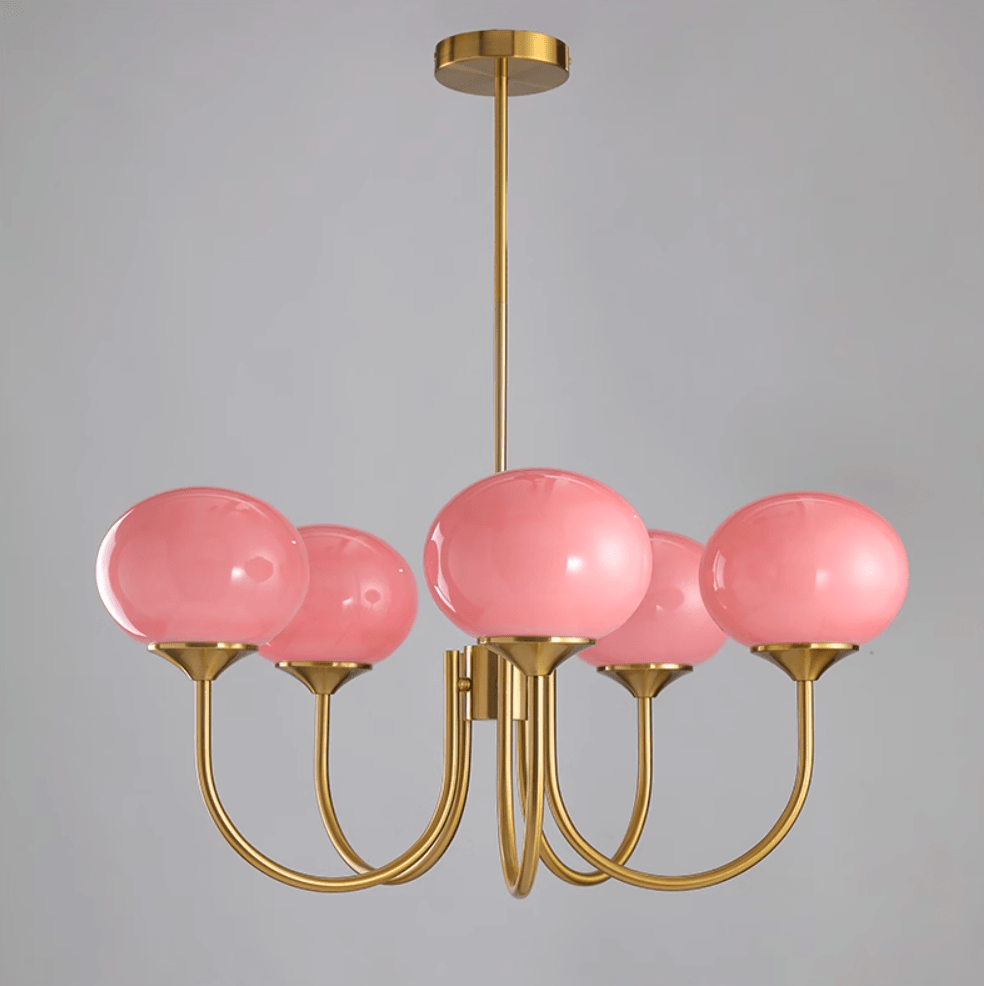 Marshmallow Kroonluchter Goud Roze Glas Plafondlamp
