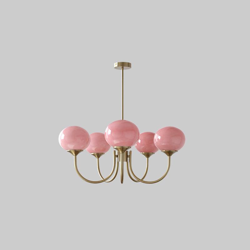 Marshmallow Kroonluchter Goud Roze Glas Plafondlamp