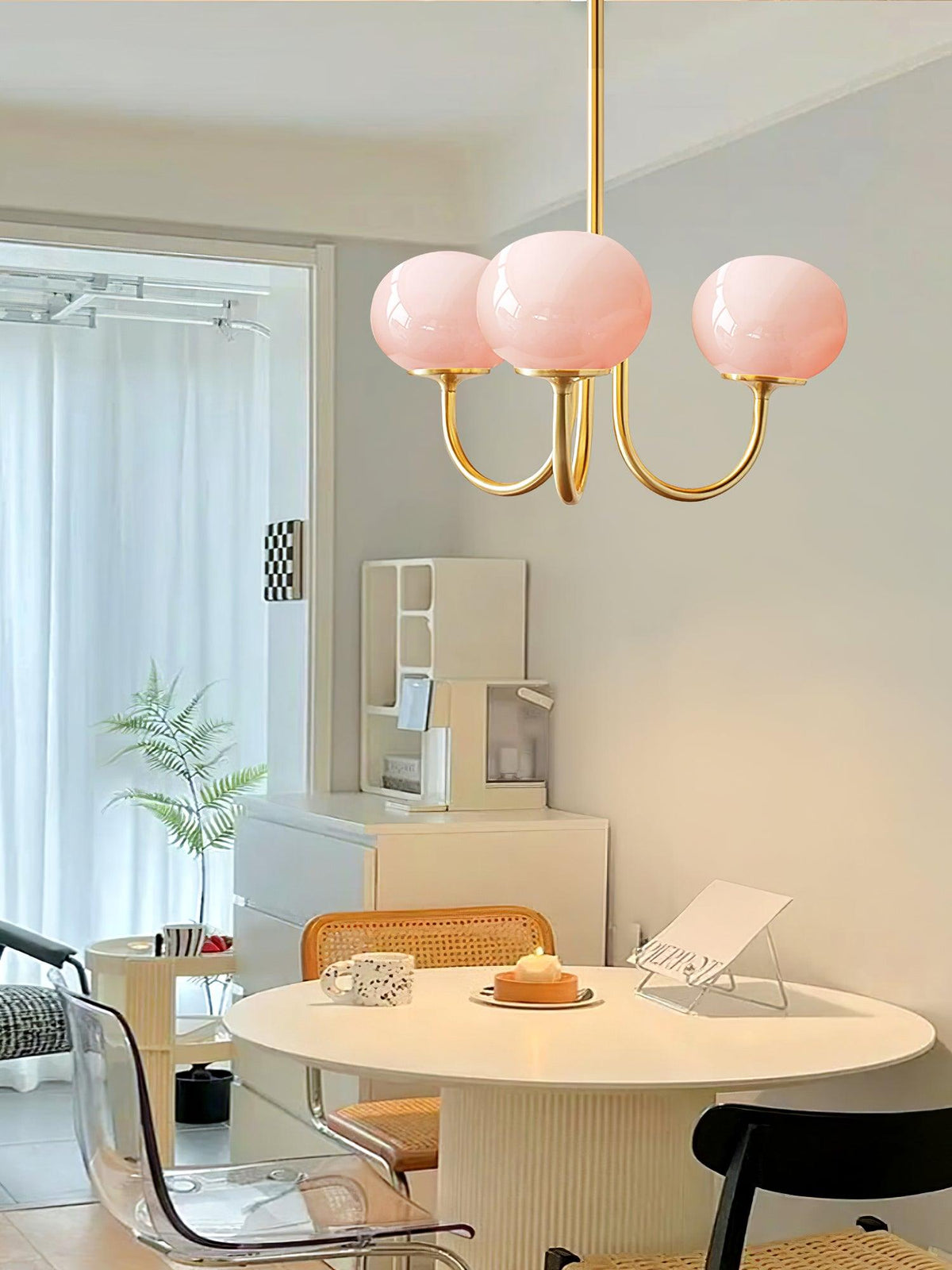 Marshmallow Kroonluchter Goud Roze Glas Plafondlamp
