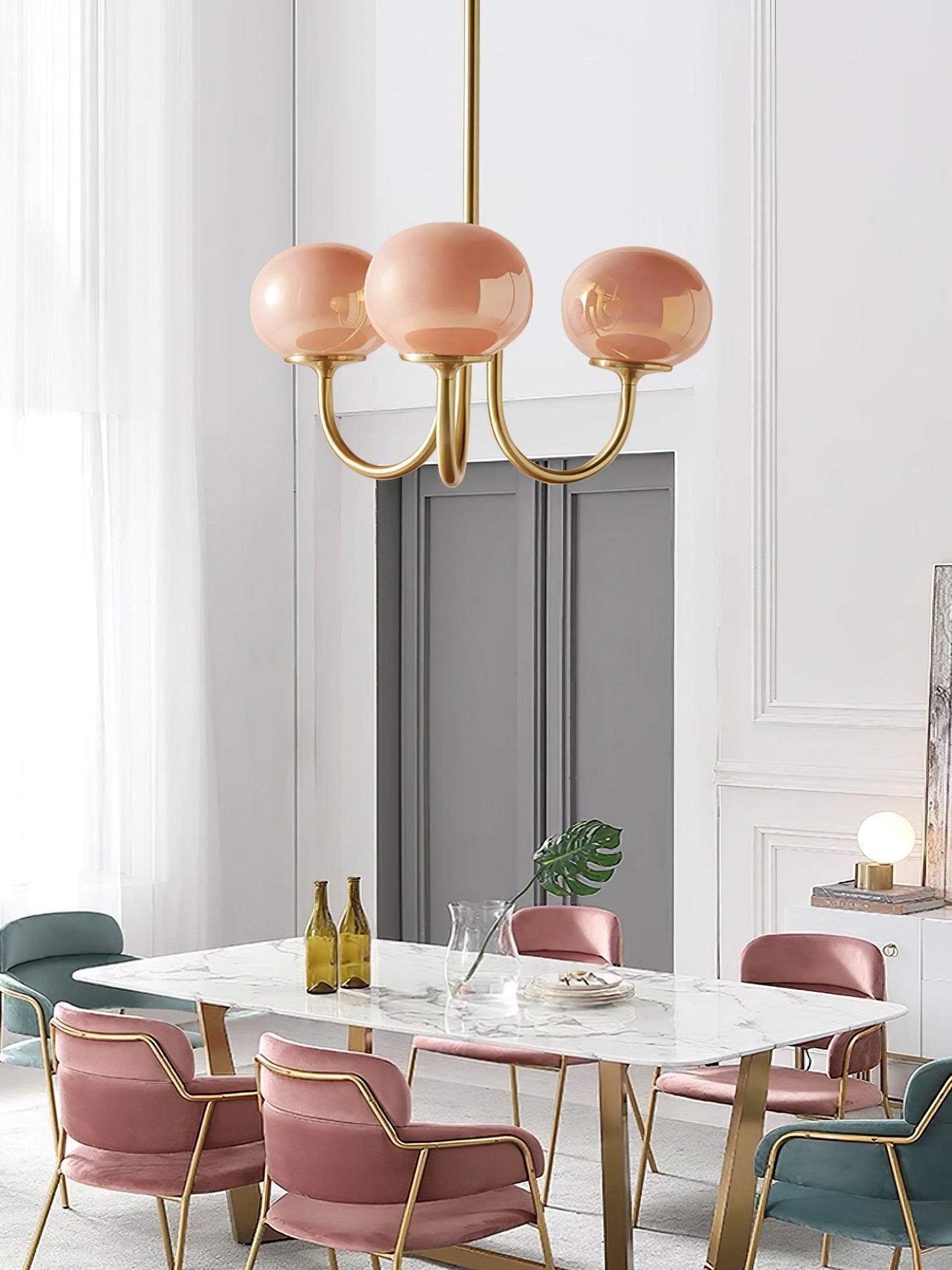 Marshmallow Kroonluchter Goud Roze Glas Plafondlamp