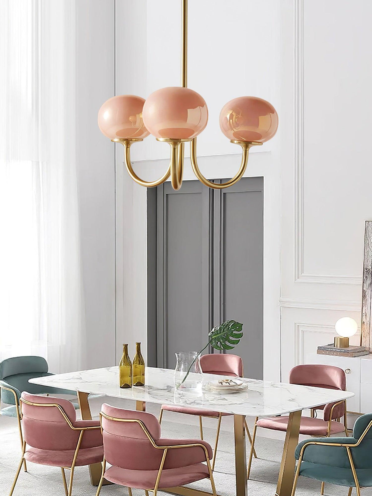 Marshmallow Kroonluchter Goud Roze Glas Plafondlamp