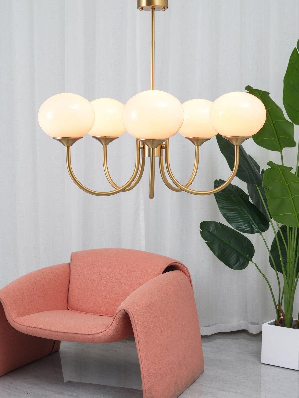 Marshmallow Kroonluchter Goud Roze Glas Plafondlamp