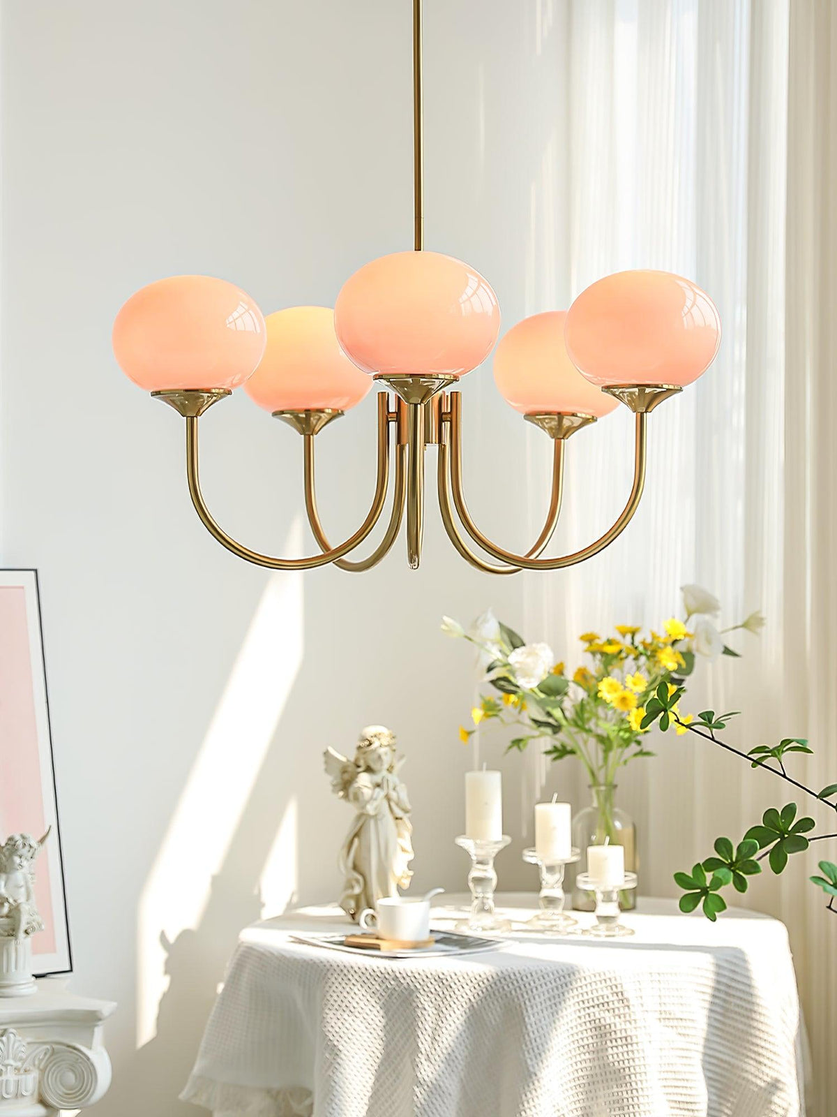 Marshmallow Kroonluchter Goud Roze Glas Plafondlamp